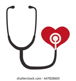 medical stethoscope to check cardiac heartbeat with heart symbol