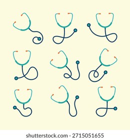 vetor de conjunto de coleta de estetoscópio médico