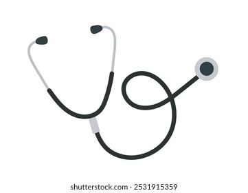 Medical stethoscope concept. Medical equipment for diagnosis and examination of lungs. Physician tool. Healthcare and medicine. Flat vector illustration isolated on white background