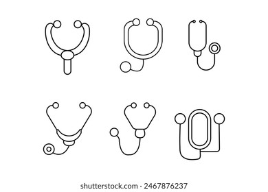 Medical Stethoscope Designs for Healthcare Professionals Vector Icons Set
