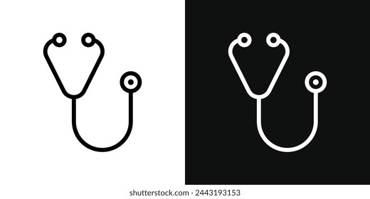 Medical Stethoscope and Diagnostic Icons. Doctor's Tool and Heart Health Check Symbols.
