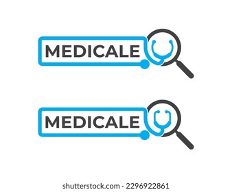 Medical Stethoscope Doctor Search Find Logo Concept sign icon symbol Design Element. Magnifying Glass, Hospital, Clinic, Health Care Logotype. Vector illustration template