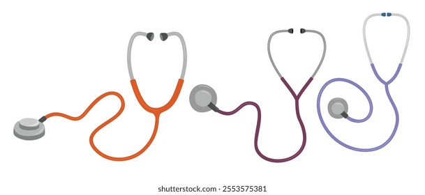 medical stethoscope in the flat style on white background.