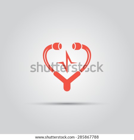 medical stethoscope in form of heart isolated vector colored icon