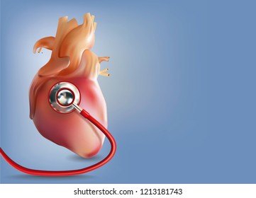 Medical Stethoscope with Heart or Cardiac Arrest in 3D Illustration Format