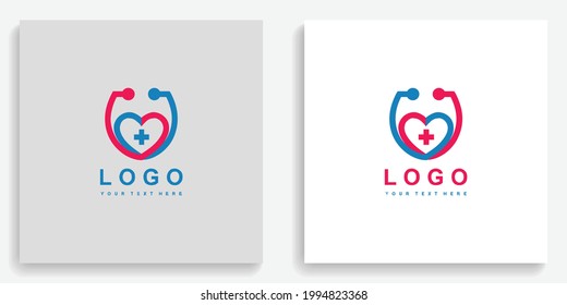 Medical Stethoscope Heart Doctor Clinic Mental Health Logo. Modern logo icon symbol template vector design