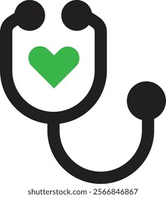 Medical stethoscope with heart icon