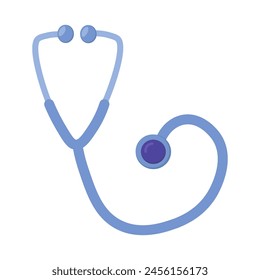 Medical stethoscope icon. Doctor instrument, medical stroked cartoon element for modern and retro design. Simple color vector pictogram isolated on white background