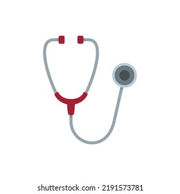 Medical stethoscope icon. Flat illustration of medical stethoscope vector icon isolated on white background