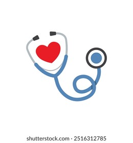 Medical stethoscope icon in flat style. Doctor instrument vector illustration on isolated background. Medicine and healthcare sign business concept.