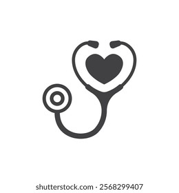 Medical stethoscope icon in flat style. Doctor instrument vector illustration on isolated background. Medicine and healthcare sign business concept.