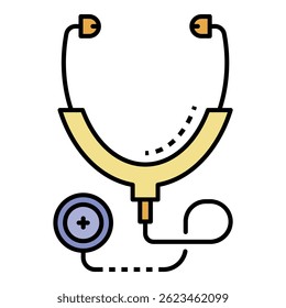 Medical stethoscope icon. Outline medical stethoscope vector icon color flat isolated on white