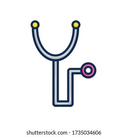 medical stethoscope icon over white background, line color style, vector illustration