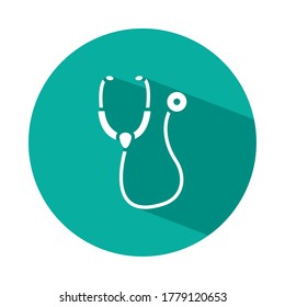 medical stethoscope icon over white background, block style, vector illustration