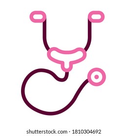 medical stethoscope icon over white background, half line half color style, vector illustration