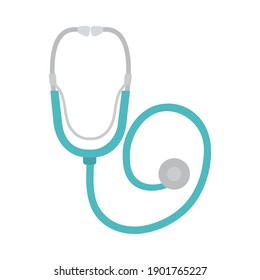 medical stethoscope icon over white background, flat style, vector illustration