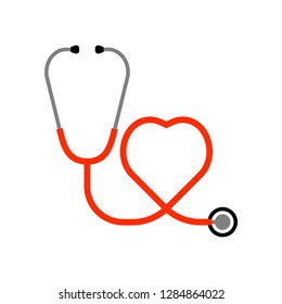 Medical stethoscope icon in the shape of a heart. Sign stethoscope isolated on white background. Vector illustration