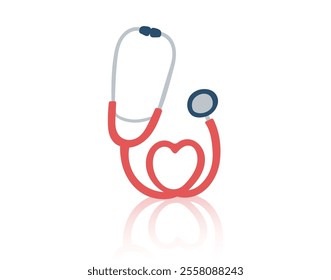 Medical stethoscope isolated on white. The concept of medicine and cure. Vector flat clipart.