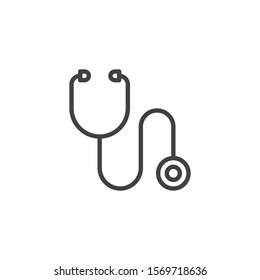 Medical stethoscope line icon. linear style sign for mobile concept and web design. Heart diagnostic tool outline vector icon. Symbol, logo illustration. Vector graphics