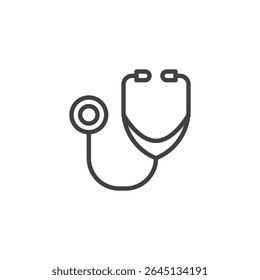 Medical stethoscope line icon. Simple outline vector icon of a stethoscope used for health diagnosis. Icon symbol in modern style for healthcare graphics.