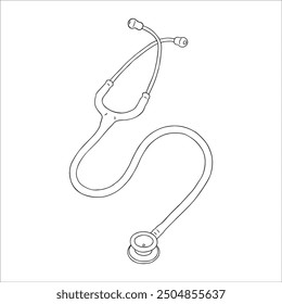 Medical Stethoscope Outline Drawing Illustration