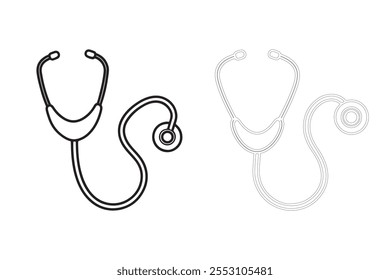 Medical stethoscope outline vector art