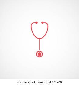 Medical Stethoscope Red Flat Icon On White Background