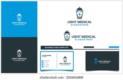 medical stethoscope with Street lights logo design concept and business card template