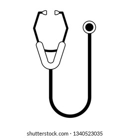 Medical stethoscope symbol isolated in black and white