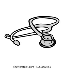 medical stethoscope vector illustration sketch hand drawn with black lines isolated on white background