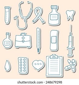 Medical sticker icons. Vector illustration