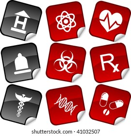Medical  sticker set. Vector illustration.