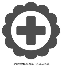 Medical Sticker vector icon. Style is flat symbol, gray color, rounded angles, white background.