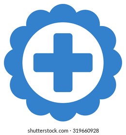 Medical Sticker vector icon. Style is flat symbol, cobalt color, rounded angles, white background.