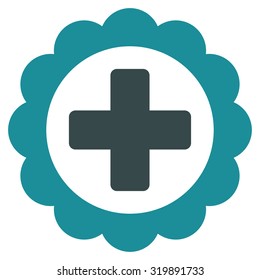 Medical Sticker vector icon. Style is bicolor flat symbol, soft blue colors, rounded angles, white background.