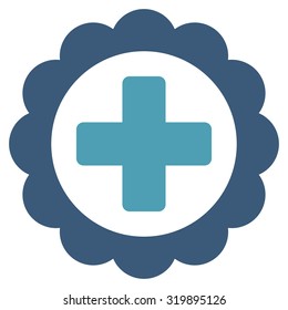 Medical Sticker vector icon. Style is bicolor flat symbol, cyan and blue colors, rounded angles, white background.
