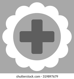 Medical Sticker vector icon. Style is bicolor flat symbol, dark gray and white colors, rounded angles, silver background.