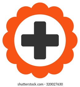 Medical Sticker vector icon. Style is bicolor flat symbol, orange and gray colors, rounded angles, white background.