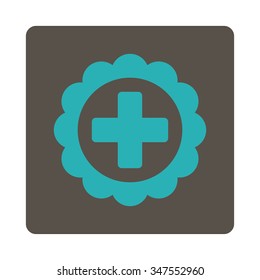 Medical Sticker vector icon. Style is flat rounded square button, cyan and grey colors, white background.