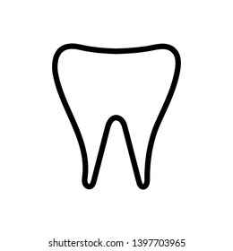 Medical stomatologic abstract aboriginal milk tooth, crown, denture, simple black and white icon on a white background. Vector illustration.
