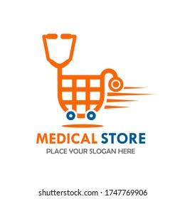 Medical store logo design template illustration