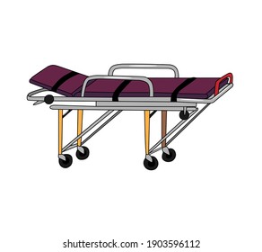 Medical stretcher for ambulance or hospital, color vector illustration, isolated on white background. A means for transporting patients.