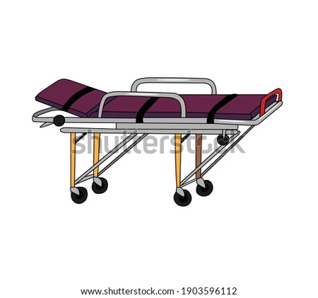 Medical stretcher for ambulance or hospital, color vector illustration, isolated on white background. A means for transporting patients. Foto d'archivio © 