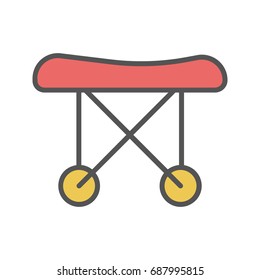 Medical stretcher color icon. Isolated vector illustration on white background.