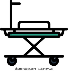 Medical Stretcher Icon. Editable Bold Outline With Color Fill Design. Vector Illustration.