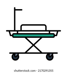 Medical Stretcher Icon. Editable Bold Outline With Color Fill Design. Vector Illustration.