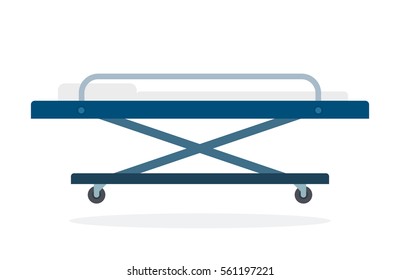 Medical stretcher vector flat material design object. Isolated illustration on white background.