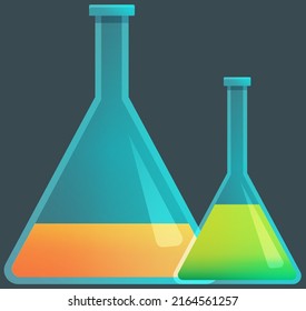 Estructura médica y componentes sanguíneos. Matraz con componentes biomateriales, matraz de tubo de ensayo con sustancia para investigadores. Análisis de laboratorio líquido. Laboratorio de investigación médica de laboratorio químico