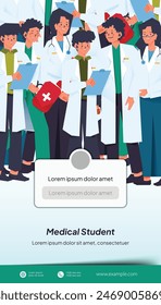 Medical student flat design background illustration template