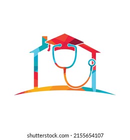 Medical student vector logo template. Graduation cap combined with stethoscope icon design.	